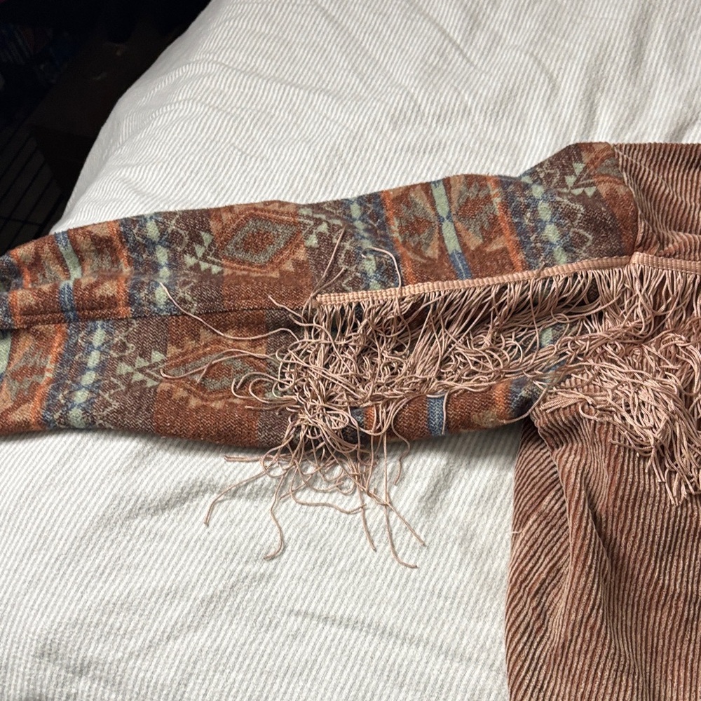 BiBi Brown Corduroy Jacket with Patterned Sleeves - Picture 5 of 8